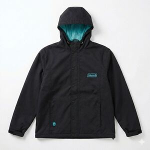 Coleman Men's Black Raincoat with Teal Lining